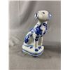 Image 2 : Vintage Cauldon England Pitcher. Approx. 5" H & Blue/White Labrador Dog. Approx. 8" H