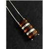 Image 2 : Sterling Silver w/ Amber Necklace, Tested, Marked 925, 18" Long