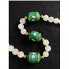 Image 2 : Lovely Vintage Enamel Beads White Jade w/ Gold Spaces Necklace