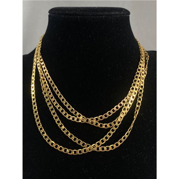 A Double- Triple Strand, Extra Length Gold Plated Copper, Link Necklace Beautiful Condition, Just Li