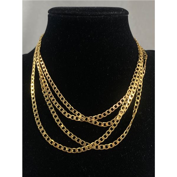 A Double- Triple Strand, Extra Length Gold Plated Copper, Link Necklace Beautiful Condition, Just Li