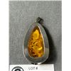 Image 2 : Beautiful Large Sterling w/ Amber Pendant