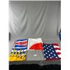 Image 1 : British Columbia Flag - 51" x 27', Japan Flag - 60" x 35" and USA Stars and Stripes -60" x 35"