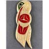 Image 1 : Hand Carved West Coast Native Wood & Painted Raven. Signed Lawrence Andrew. Approx. 12" L