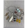 Image 1 : Vintage Rope "Feather" Necklace & Lot Of Earrings