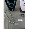 Image 2 : Blue Colured Jewelry Lot - Beaded Necklaces & More