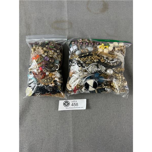 2 Bags of Misc Costume Jewelry Parts and Beads