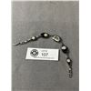 Image 2 : Vintage Silver Framed Black Onyx w/ Mother Of Pearl Inlay Eyes Design Bracelet, 7 1/2" L. Original C