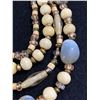 Image 2 : Vintage 4 Strands Necklace w/ Genuine Agate Stone, Bone & Glass Beads