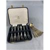 Image 1 : Vintage BIRKS Fork Set In Case & Set Of 6 Gold Plated Teaspoons
