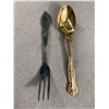 Image 2 : Vintage BIRKS Fork Set In Case & Set Of 6 Gold Plated Teaspoons