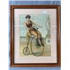 Image 1 : Framed Early 1890-1910 Circus Lady On A Penny Farthington. Approx.22" x 26" NO DHIPPING