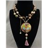 Image 1 : Vintage Cloisonne Pendant w/ Beads Necklace 27-32" L