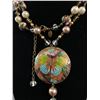 Image 2 : Vintage Cloisonne Pendant w/ Beads Necklace 27-32" L