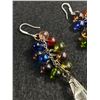 Image 2 : Pair Of Vintage Faceted Glass Cones w/ Misc. Colours Glass Beads Earrings, Hand Crafted