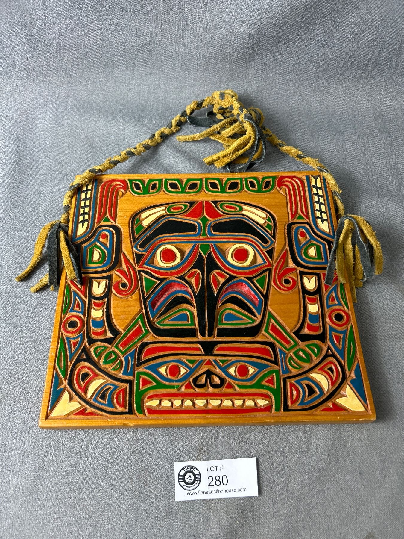 Native Plaque Sample Vintage Signed Native Plaque. Nicely Carved, Very Colourful. Approx. 9