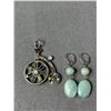 Image 2 : Blue Beaded Bracelet, Earring & Decorated Big Wheel Bike Pendant