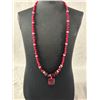 Image 2 : Lovely Vintage Red Beads Necklace with Hanging Pendant and Matching Bracelet