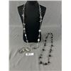 Image 1 : 2 Beautiful Vintage Long Bead Necklaces with a Pair of Silver Coloured Earrings