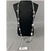 Image 2 : 2 Beautiful Vintage Long Bead Necklaces with a Pair of Silver Coloured Earrings