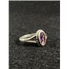 Image 1 : Dainty Solid Silver w/ Purple Colour Stone Pinky Ring, Marked Silver, In Box