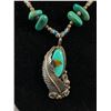 Image 2 : Vintage Navajo Sterling Silver w/ Turquoise Necklace - Artist Signed W. Begay