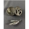 Image 2 : Vintage Pewter Box/Brooch, Leaf Brooch & Photo Holder