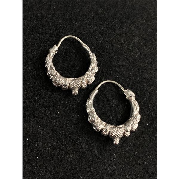 Pair Of Hand Crafted Sterling Silver Hoop Earrings, Resently Polished