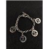 Image 1 : Silver Tone Link w/ 4 Marked CHANEL Charms Bracelet, Original Clasp. Good Condition