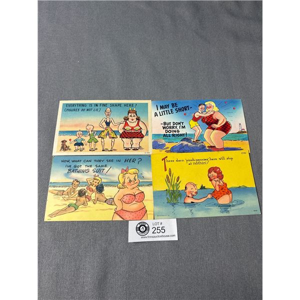 4 Good 1950's Comical Postcards