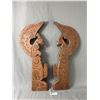 Image 1 : Pair Of Vintage 24" Tall West Coast Native Carvings Of Thunderbird w/ Killer Whale w/Spirit Riders. 