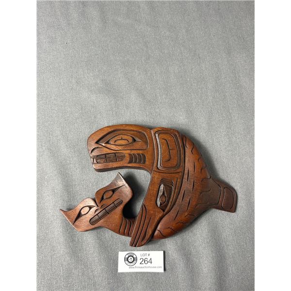 Killer Whale Plaque w/ Raven's & Spirit River Signed By Stewart Webber Kingcome Inlet, B.C