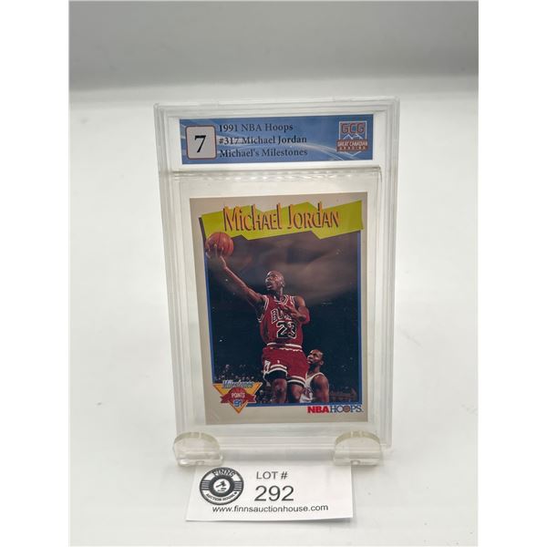 1991 NBA Hoops #317 Michael Jordan. Michael's Milestones. Graded 7