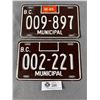 Image 1 : 2 1985 BC Municipal License Plates