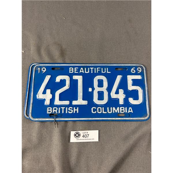 Pair Of 1969 BC License Plates