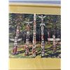 Image 2 : 1950's WestCoast Totem Poles Print, "From The Bay" (On Back) Very Nice Condition. Approx. 12" x 15"