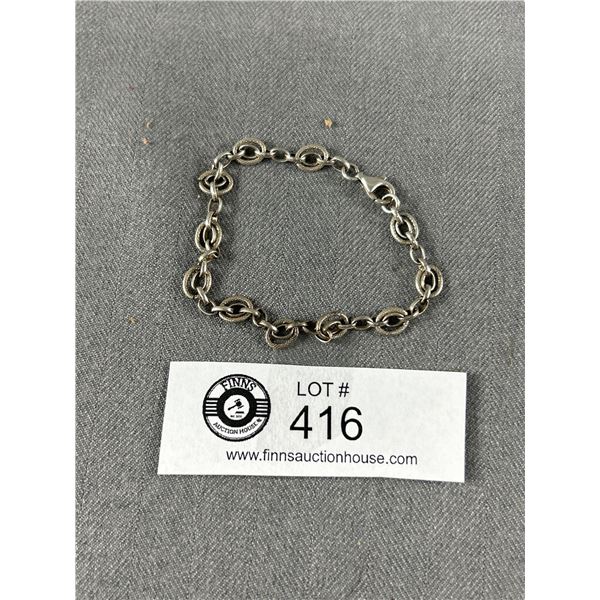 925 Sterling Silver Link Bracelet, Some Double Links, Good Condition. Marked 925