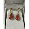 Image 2 : Ornate Dangle Genuine Brown Gold Stone Clip On Earrings In Box