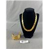 Image 1 : Very Nice Ladies Gold Tone Necklace w/ Matching Cuff Bracelet