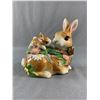 Image 1 : Vintage Fitz & Floyd 'Woodland Spring' Mama w/Baby Bunny Dish/Box w/Lid - Perfect For Easter!