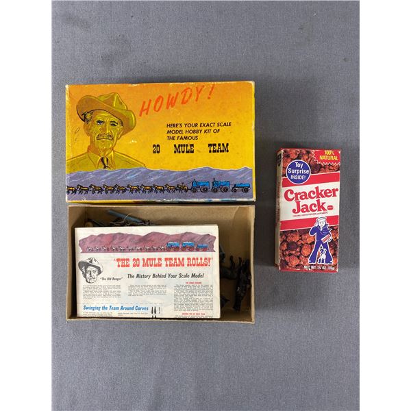 Vintage Howdy 20 Mule Team Model + Old Cracker Jack Box