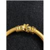 Image 2 : Gold Plated Edged Hand Engraved Hinged Bangle w/ Elephant Heads Both Ends