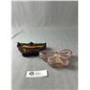 Image 2 : Vintage Amethyst Butterfly Dish w/ Decorative Rosewood Base, 7" Wide