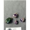 Image 2 : 4 Vintage Pendants - 3 Raw Amethyst & 1 Turquoise