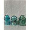 Image 2 : 6 Pc Antique Blue Glass Insulators (Hemingway & Brookfield) & Antique Door Knobs