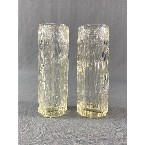 Pair of Mid Century Modern Glass Tree Trunk Vases 1960s