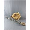 Image 1 : 2 Vintage Wood Décor Pieces, Lion w/ Straw and 38" Wooden Snake NO SHIPPING
