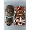 Image 1 : Lot of 3 Vintage Wooden Masks