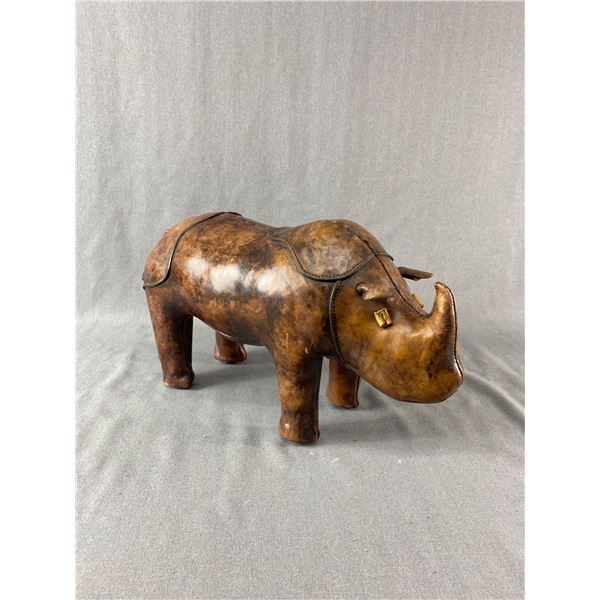 Vintage 19" Long 10" Tall, Leather Rhinoceros