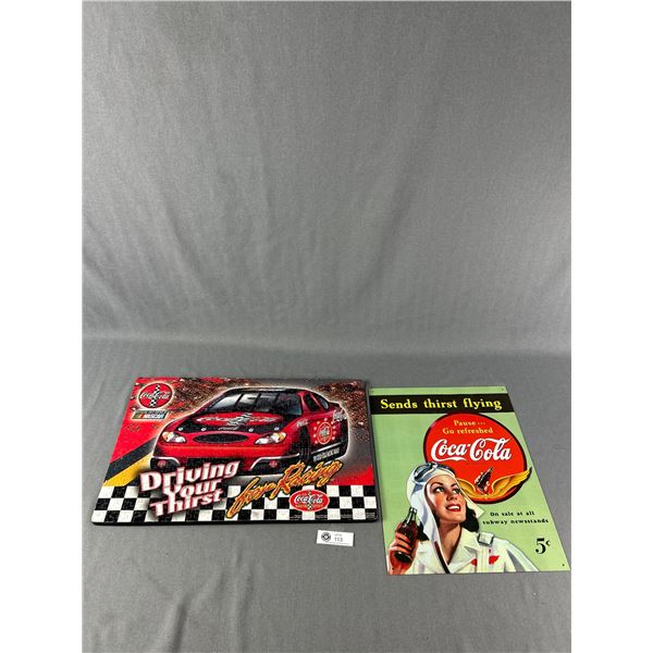 Coca Cola Lot - Metal Sign (12 1/2  x 16 ) & Nascar Epoxied Puzzle  (20  x13 )